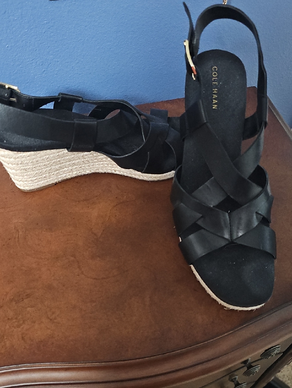 Cole Haan Black  Espadrille Wedge Sandals